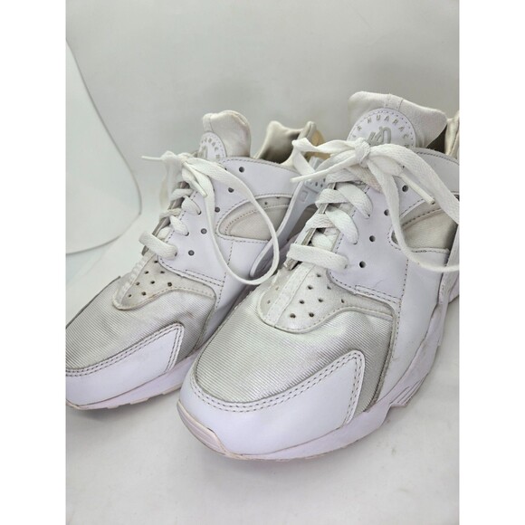 Nike Air Huarache Run Shoes Men's 8 Triple White Athletic Running Gym Sneakers - Picture 4 of 8